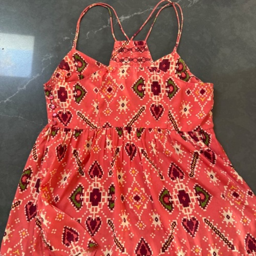 Anthropologie 100% Silk Odille Tribal Ikat Baby Doll Top Blouse Size M